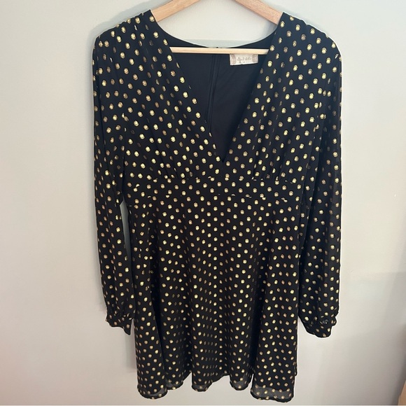 Altar'd State Women's Dress Black Dotted Gold- Size M VGUC Holiday Dress - Picture 2 of 12